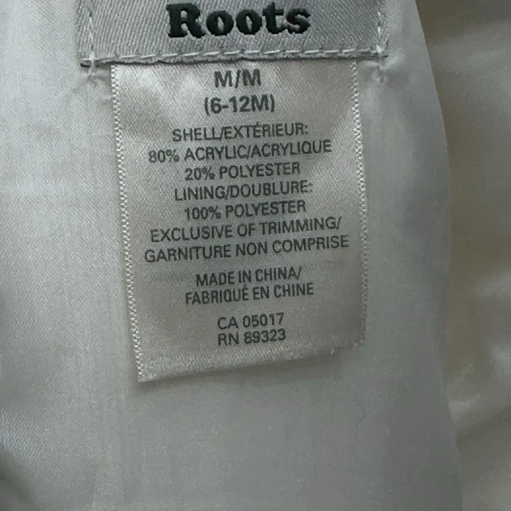 Roots Girls 6-12 Months White Full Zip Long Sleeve Logo Faux Fur Jacket Coat‎